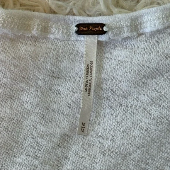 Free People White Linen Blend Boho Tie Front Peplum Top Size Medium M - Picture 5 of 7